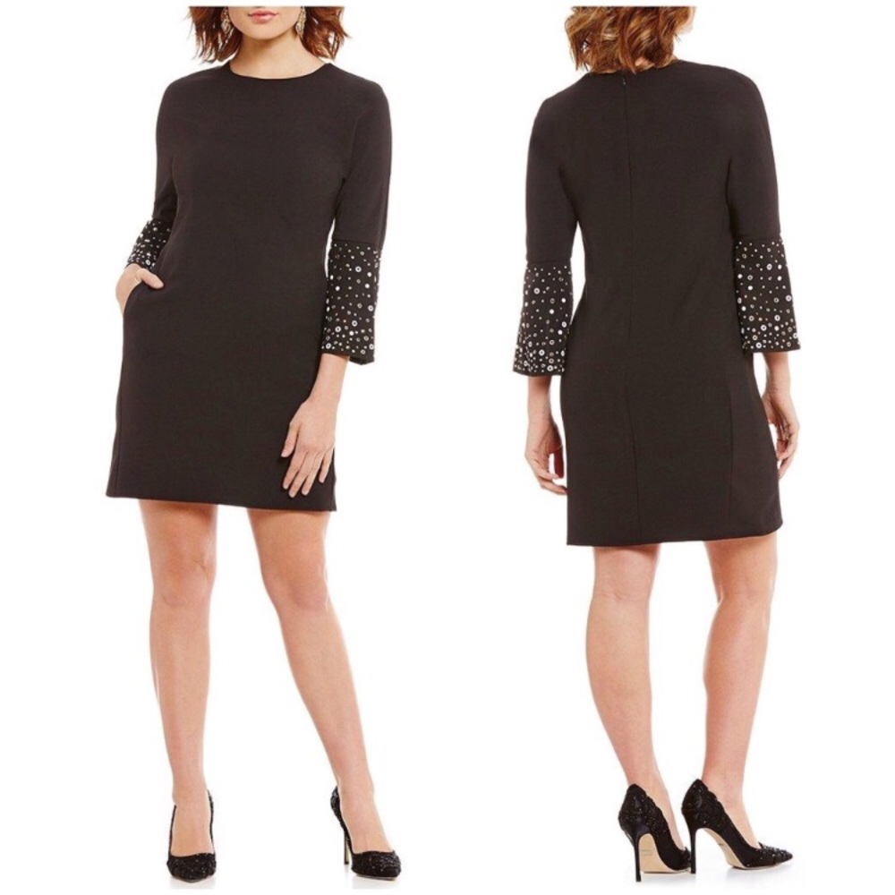 Belle by Badgley Mischka Grommet Bell Sleeve Dress